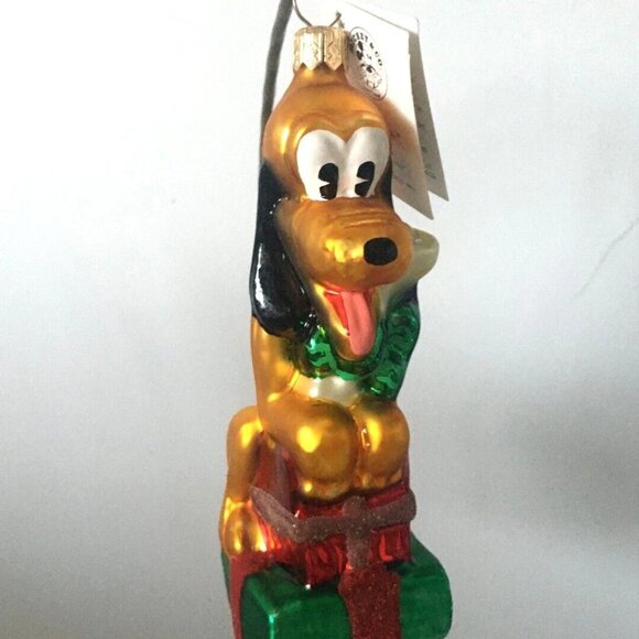 ✨ NEW Authentic Christopher Radko Disney Noel PLUTO Gift Blown Glass Ornament ✨ - Picture 9 of 10